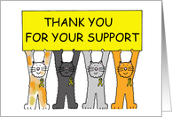Yellow Ribbon Thank You for All Your Support Cartoon Cats card