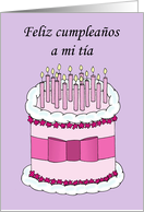 Happy Birthday Aunt in Spanish Cartoon Cake and Candles card