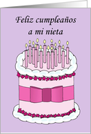 Happy Birthday Granddaughter in Spanish Illustrated Cake and Candles card