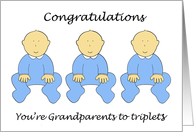 Congratulations You’re Grandparents to Ttriplets Three Boys card