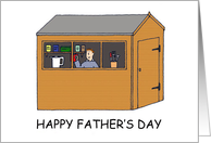Happy Father’s Day Miss You Dad Man in Shed Cartoon card