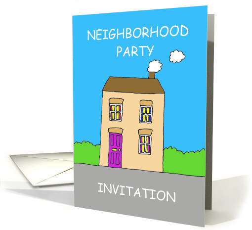 Neighborhood Party Invitation, Cartoon House. card (1375208)