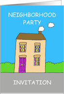 Neighborhood Party Invitation, Cartoon House. card