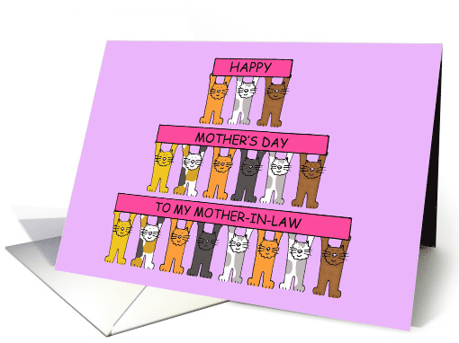 Happy Mother's Day to Mother in Law Cartoon Cats card (1376450)