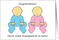 Congratulations You’re Great Grandparents to Twins card