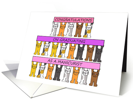 Congratulations on Graduating as a Manicurist Cartoon Cats card