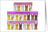 Congratulations on Graduating from Cosmetology School Cartoon Cats card