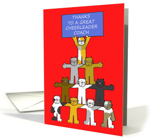 Thanks to Great Cheerleader Coach Cartoon Cats Holding a Sign Up card