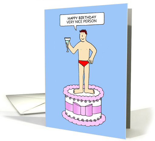 Happy Birthday Cartoon Man in Underpants to Customize Any Name card