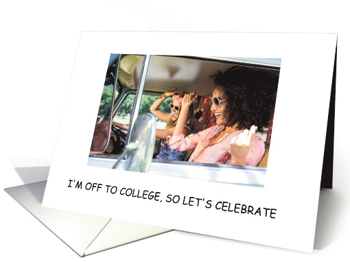 Off to College Party Invitation Girls Having Fun Driving Along card