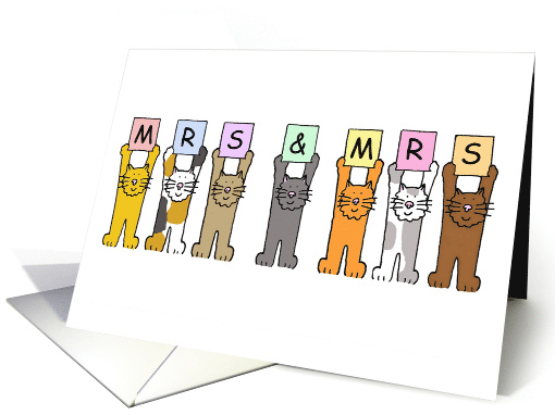 Lesbian Wedding Marriage Civil Union Congratulations Cartoon Cats card