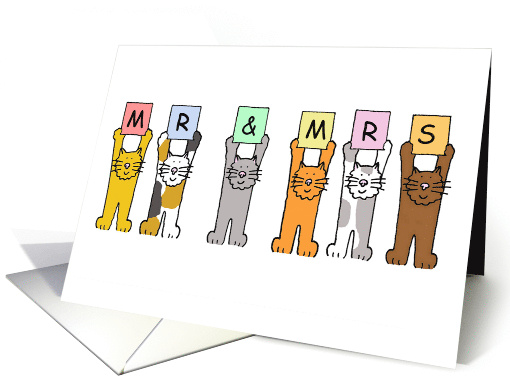 Mr and Mrs Marriage Wedding Congratulations Cute Cartoon Cats card