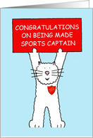Sports Captain Congratulations Cartoon Cat with a Banner card