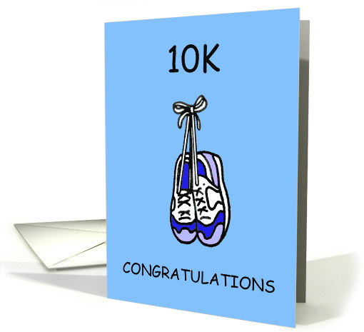 10K Congratulations for Male Runner Cartoon Training Shoes card