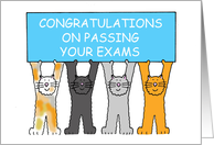 Congratulations on Passing Your Exams Cute Cats Holding a Banner card