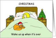 Christmas Bah Humbug Single Woman with Cat Humor Cartoon card