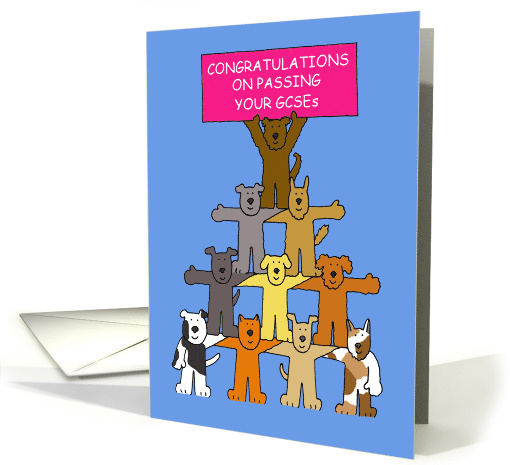 Congratulations on Passing Your GCSEs Cute Cartoon Dogs card (1395988)