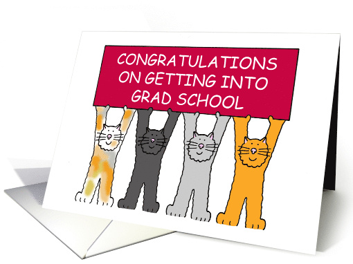 Congratulations Getting Into Grad School Cartoon Cats card (1398752)