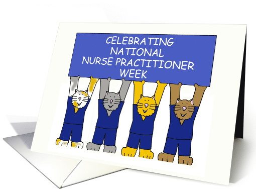 National Nurse Practitioner Week Cartoon Cats Wearing Scrubs card