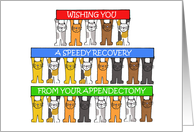 Speedy Recovery from Appendectomy Cartoon Cats Holding Banners card