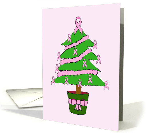 Pink Ribbon Breast Cancer Symbol Festive Christmas Tree card (1412918)