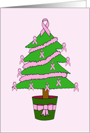 Pink Ribbon Breast Cancer Symbol Festive Christmas Tree card