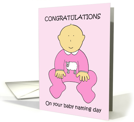 Baby Naming Day Congratulations for a Girl Cute Cartoon Baby card