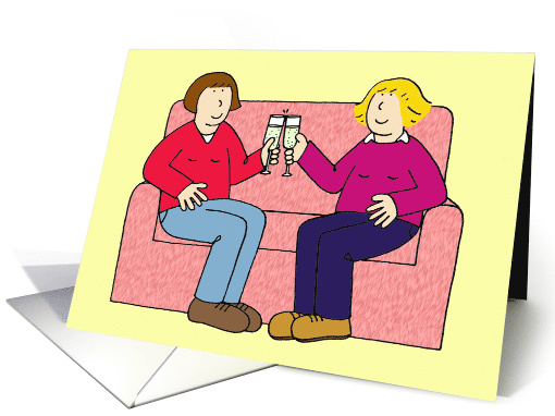 Happy Anniversary to a Lesbian Couple Two Cartoon Women... (1415080)