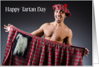 Happy Tartan Day April 6th Sexy Man with Tartan Kilt and Beret card