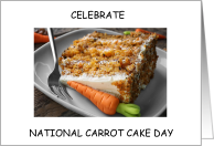 National Carrot Cake Day February 3rd Carrot Cake Slice on a Plate card