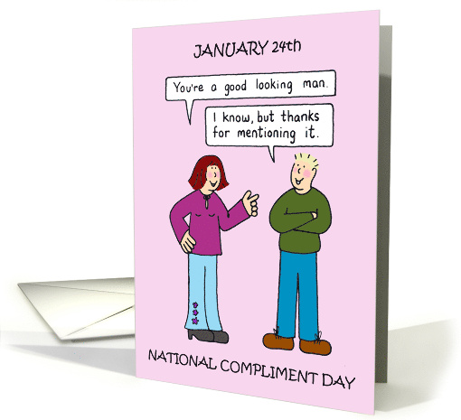 January 24th National Compliment Day Cartoon Couple Humor card