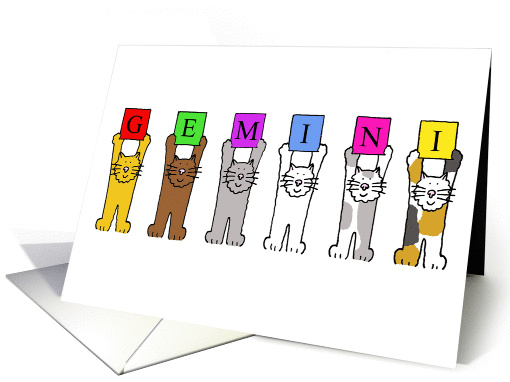 Gemini Zodiac Cats Blank inside. card (1418612)