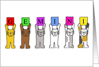 Gemini Zodiac Cats Blank inside. card