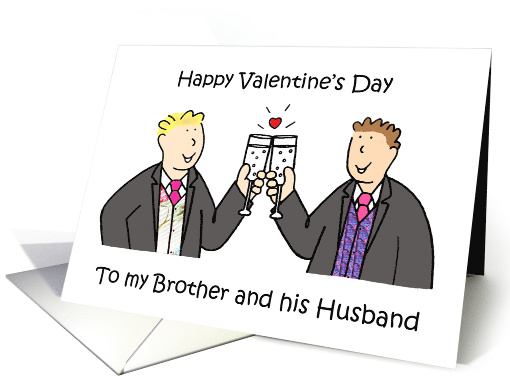 Valentine for Brother and his Husband Stylish Cartoon Couple card