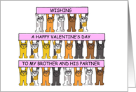 Valentine for Brother and his Partner Cartoon Cats Wearing Shades card