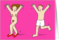 Valentine’s Fun Couple chasing each other. card