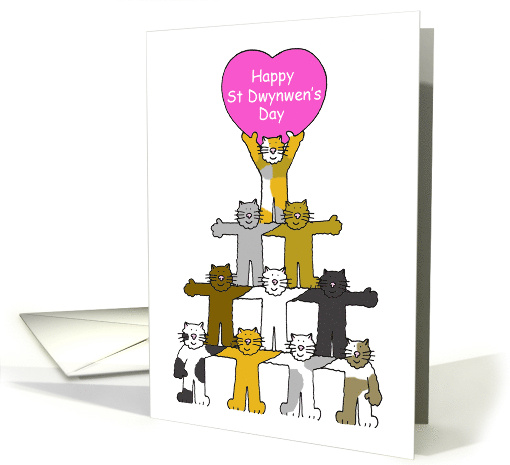 Happy St Dwynwen's Day January 25th Cartoon Cats with a... (1419206)