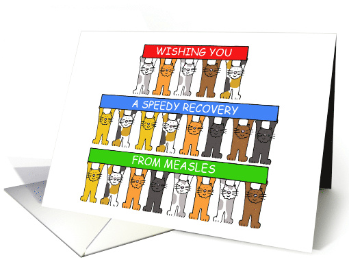 Get Well Soon Recovery from Measles Cute Cartoon Cats card (1419464)
