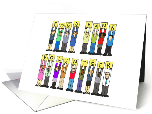 Food Bank Volunteer Thanks Cartoon Group of People card (1420636)