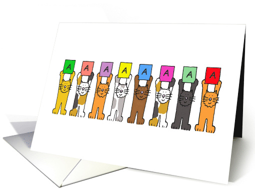 Straight A's Exam Success Congratulations Cartoon Cats card (1420638)