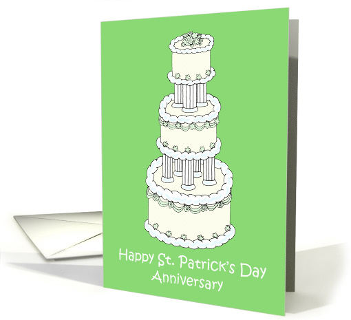 St. Patrick's Day Anniversary Stylish Wedding Cake card (1420794)