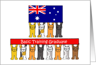 Australian Basic Training Graduate Cartoon Cats and Flag card