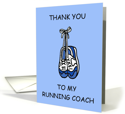 Thank You to Male Running Coach Cartoon Training Shoes card (1422288)