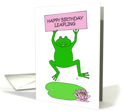 Leap Year Birthday, February 29th Cartoon Frog on a Lily Pad card
