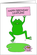 Leap Year Birthday, February 29th Cartoon Frog on a Lily Pad card