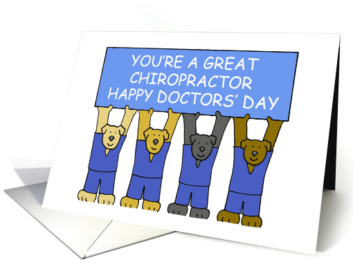 Happy Doctors' Day for Chiropractor Cartoon Dogs Wearing Scrubs card
