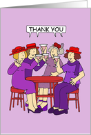 Ladies in Red Hats Thank you Cartoon Group Celebrating card