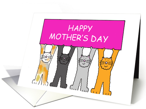 Happy Mother's Day from the Cats Cartoon Kittens Holding a Banner card