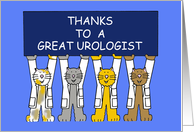 Thanks to a Great Urologist Cartoon Cats Wearing White Coats card