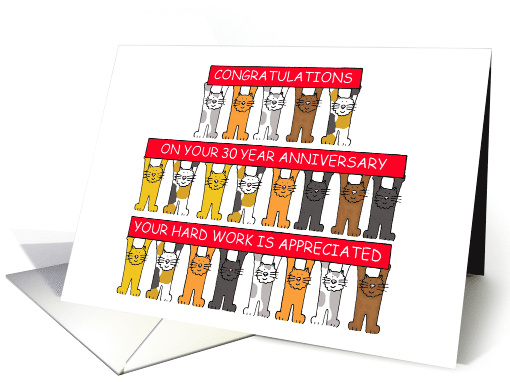 30 Year Work Anniversary Congratulations Cartoon Cats card (1426828)